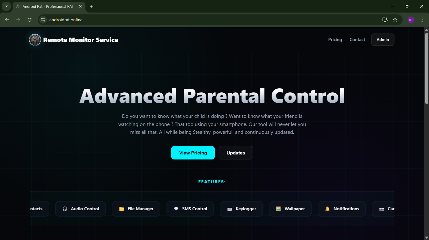 Parental Control dashboard for remote administration and security audits
