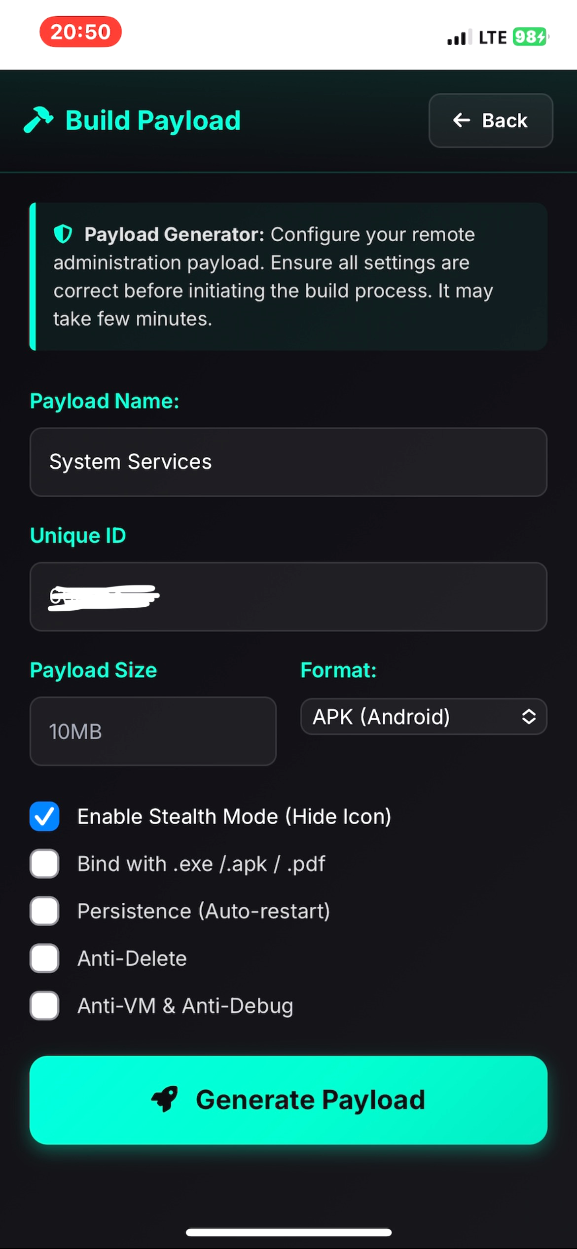 Parental Control dashboard for remote administration and security audits